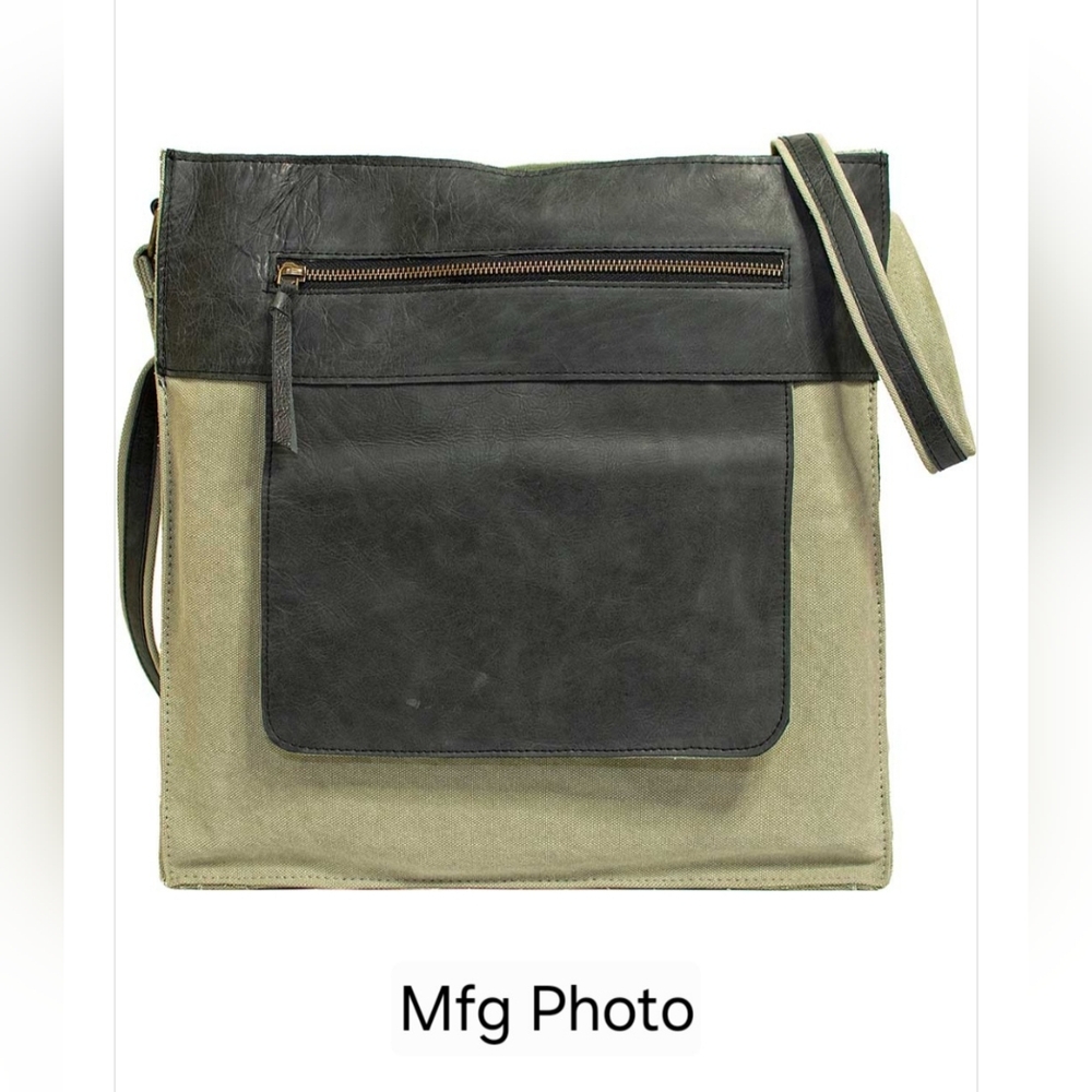 Vintage Addiction Ash Grey/Black Canvas & Leather Crossbody - Picture 1 of 8